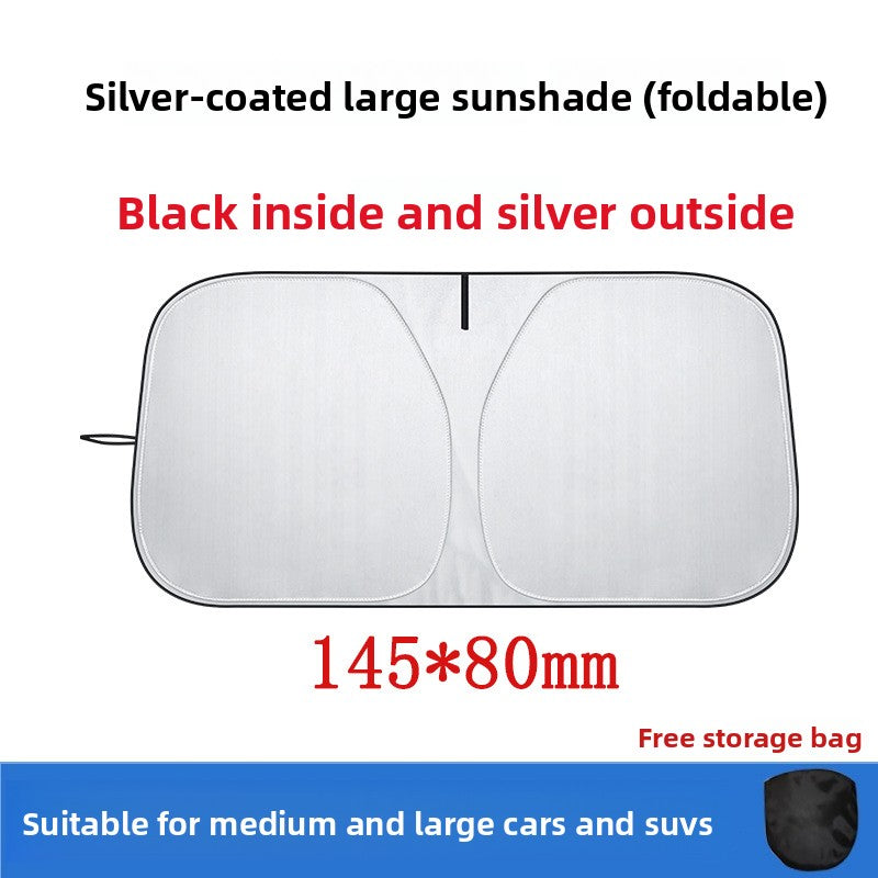Car Heat Insulation Sunshade Front Windshield Titanium Silver Coated Sunshade Sun Protection Sunshade Curtain Summer Car Sunshade Umbrella