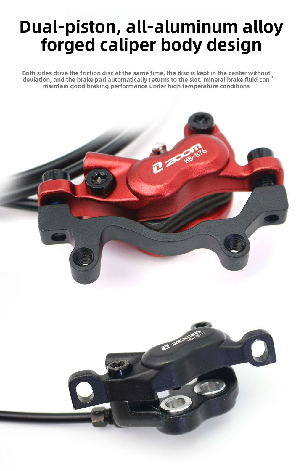 ZOOMHB876 Four-Piston Oil Brake Mountain Bike Front and Rear Oil Disc Brake Pads Disc Bilateral Brake Hydraulic Brake