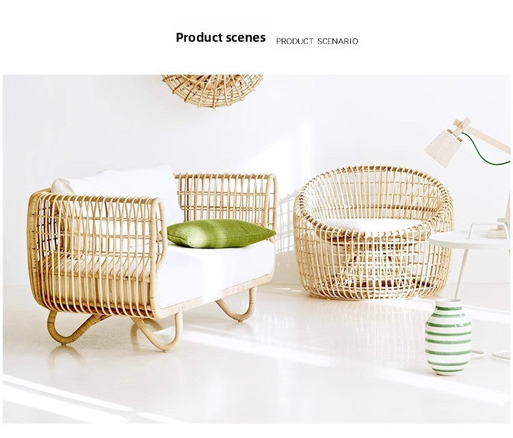 Outdoor Rattan Sofa and Coffee Table Set for Courtyard Garden Terrace Leisure Woven Rattan Chair Outdoor Waterproof Sunproof Sofa
