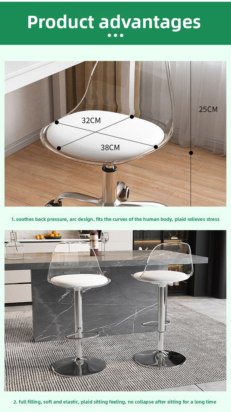 Bar Stool Light Luxury Acrylic Transparent Bar Chair Adjustable Rotating Home High Stool Company Front Desk Bar Chair