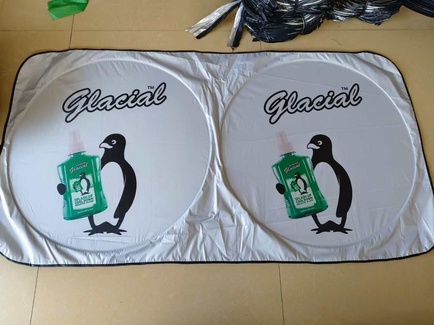 Universal Heat Insulation Sunshade Silver Coated Cloth Car Double Circle Sun Visor Customizable LOGO Car Sun Protection Sunshade
