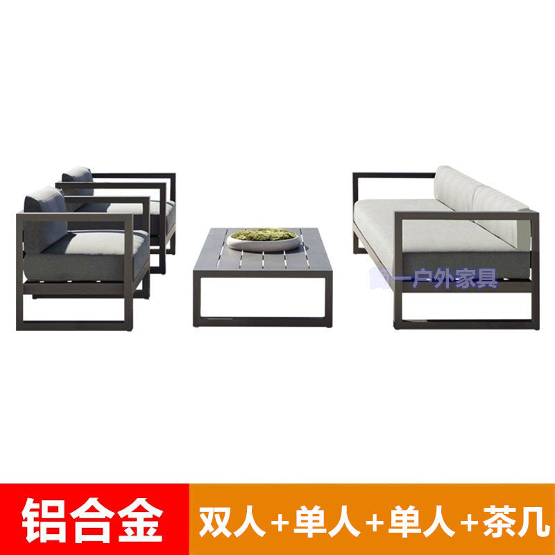 Outdoor Aluminum Alloy Sofa Courtyard Villa Coffee Table Set Waterproof Anti-Slip B&B Hotel Cross-Border Export Furniture