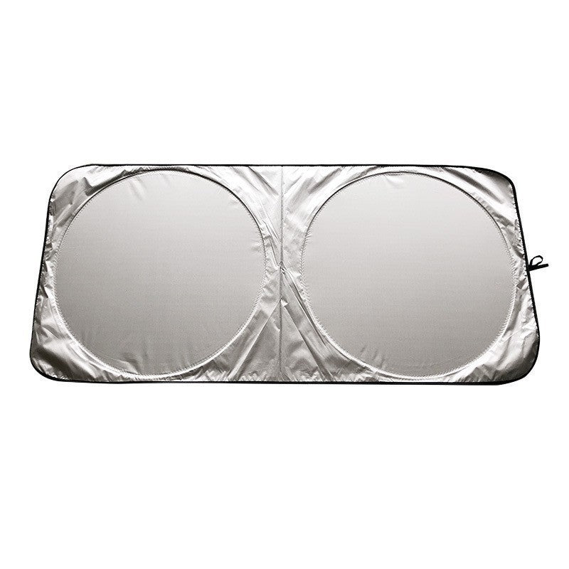 Universal Heat Insulation Sunshade Silver Coated Cloth Car Double Circle Sun Visor Customizable LOGO Car Sun Protection Sunshade
