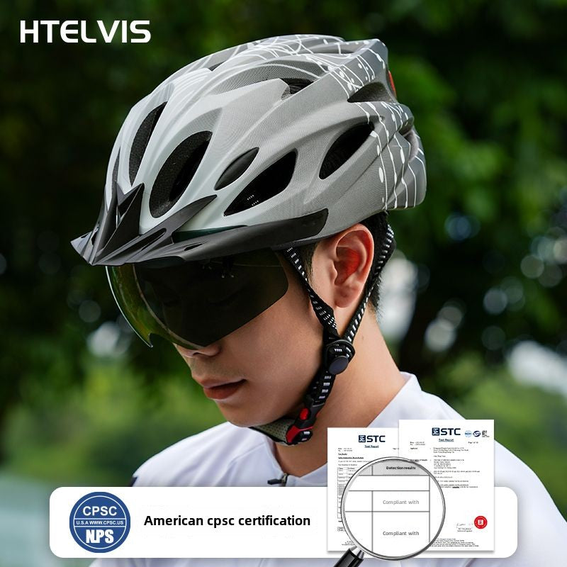 [Fashion Match] Hat Brim Goggles Professional Bicycle Helmet Men's Integrated Molding Female Riding Helmet Youth Adult Helmet Summer