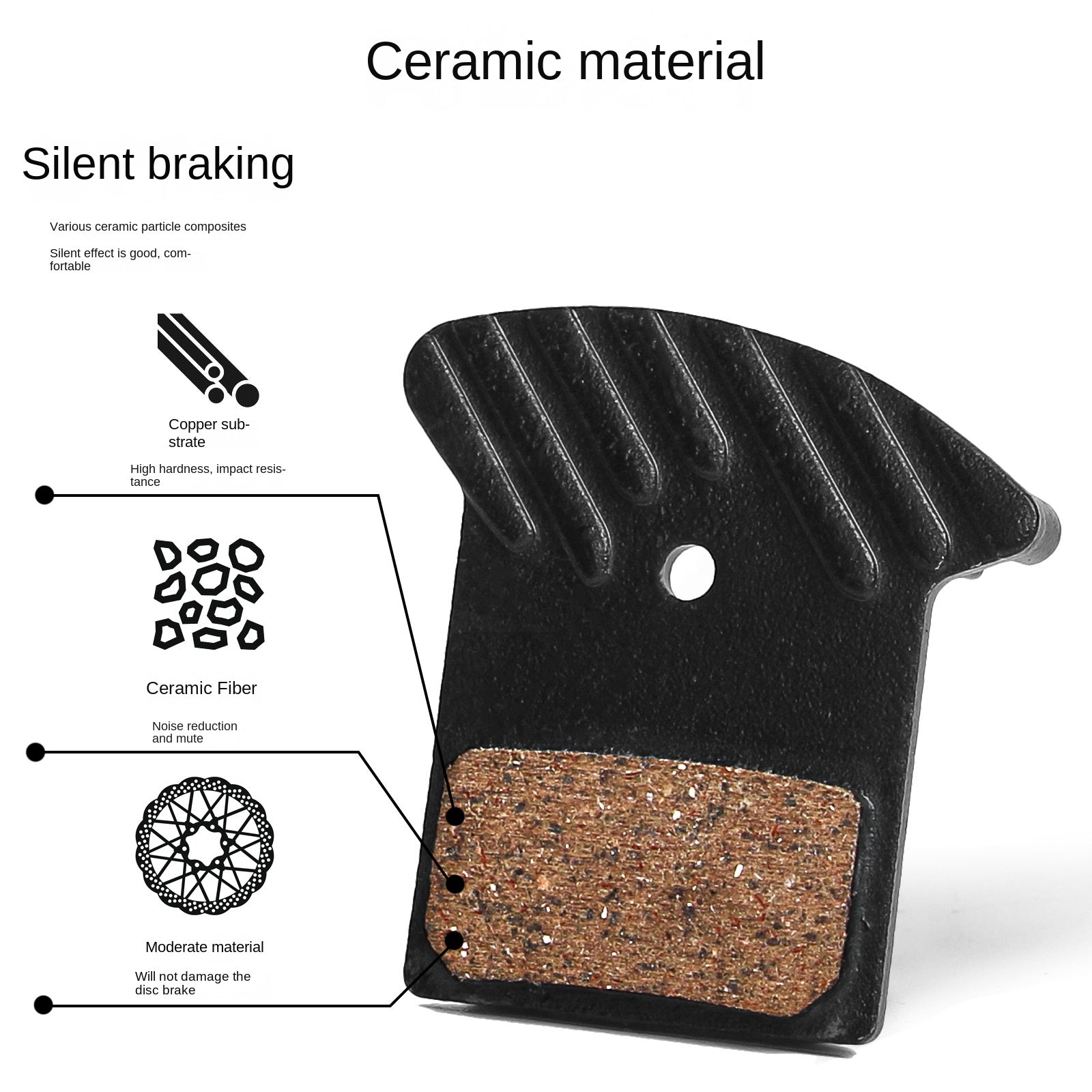 BUCKLOS Mountain Bike Brake Pads Ceramic Cooling Disc Brake Pads N03A/N04C/L05A/J04C