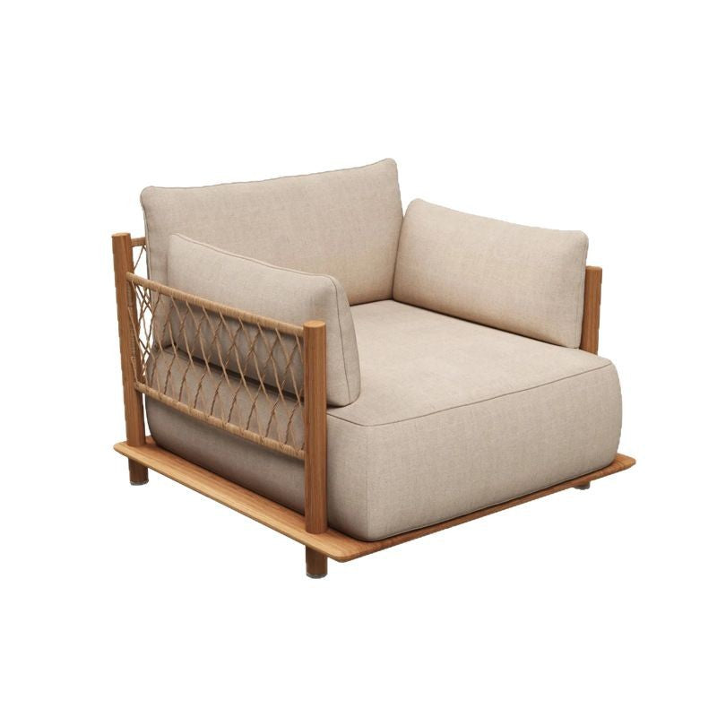 Outdoor Sofa Courtyard Villa Leisure Waterproof Hotel Homestay Outdoor Garden Terrace Solid Wood Rattan Sofa Set