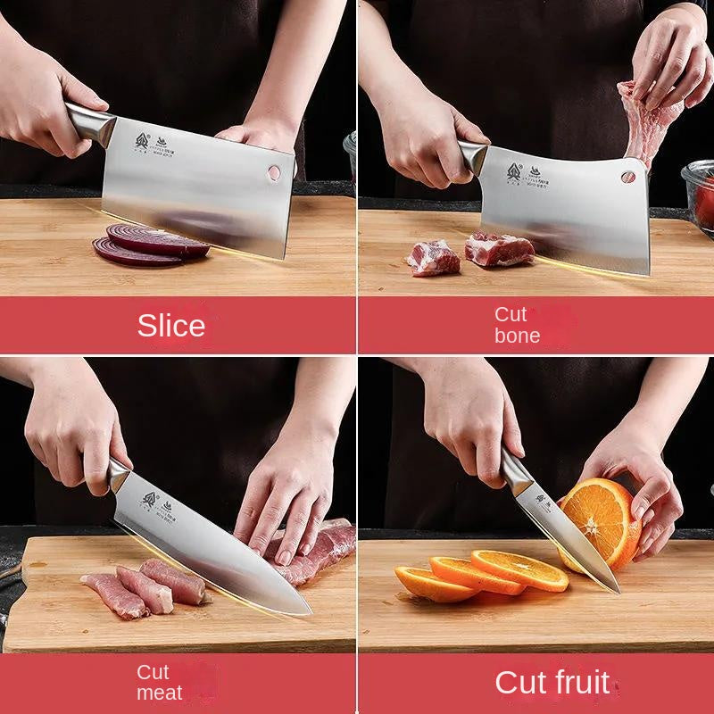 Kitchen knife household kitchen all stainless steel meat, vegetable and bone cutting 7pcs set