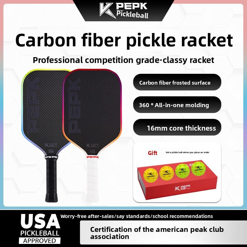 PEPK Pickleball Racket K-3k Carbon Fiber 3k Twill Competition Professional Pickleball