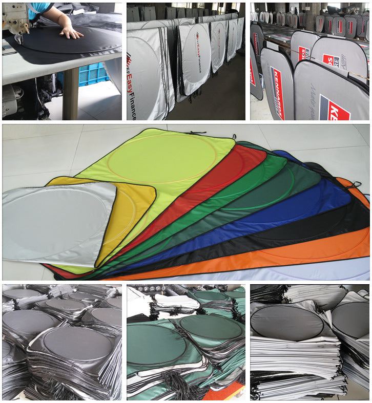 Car Sunshade Silver Coated Cloth Front Sunshade Double Circle Car Curtain Car Front Sunshade Sun Protection Front Sunshade