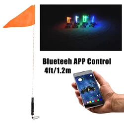 Remote APP Bluetooh Control 3ft 4ft 5ft 6ft Flexible IP67 5050SMD RGB Color Off road Car UTV ATV Flag Led Whips Light