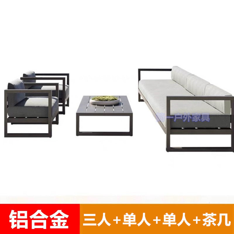 Outdoor Aluminum Alloy Sofa Courtyard Villa Coffee Table Set Waterproof Anti-Slip B&B Hotel Cross-Border Export Furniture