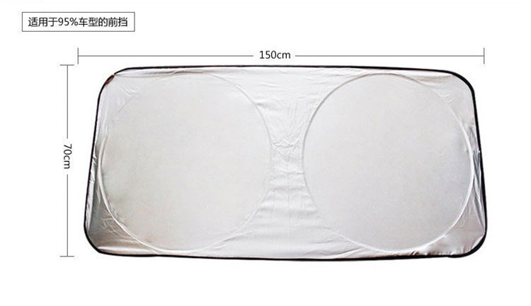 Universal Heat Insulation Sunshade Silver Coated Cloth Car Double Circle Sun Visor Customizable LOGO Car Sun Protection Sunshade