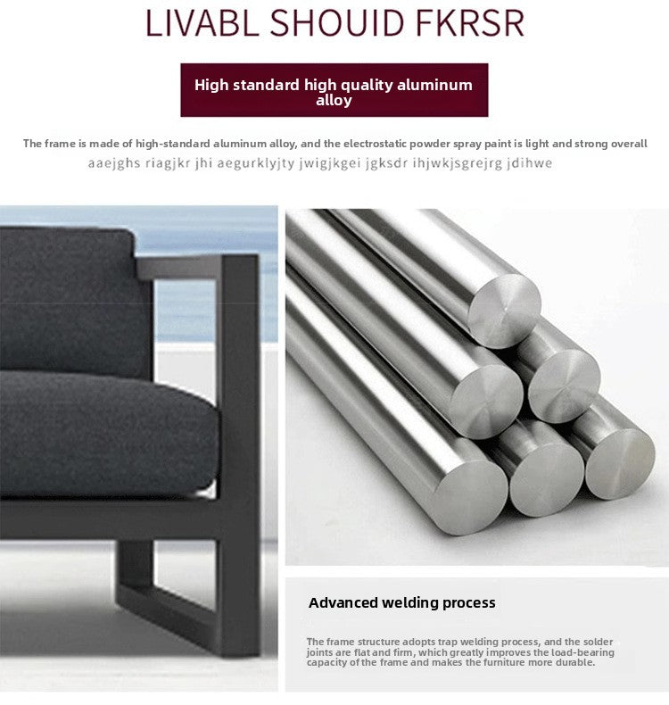 Outdoor Sofa for Courtyard Garden, Simple Modern Waterproof and Sunproof Aluminum Alloy Balcony Sofa, Outdoor Terrace Sofa