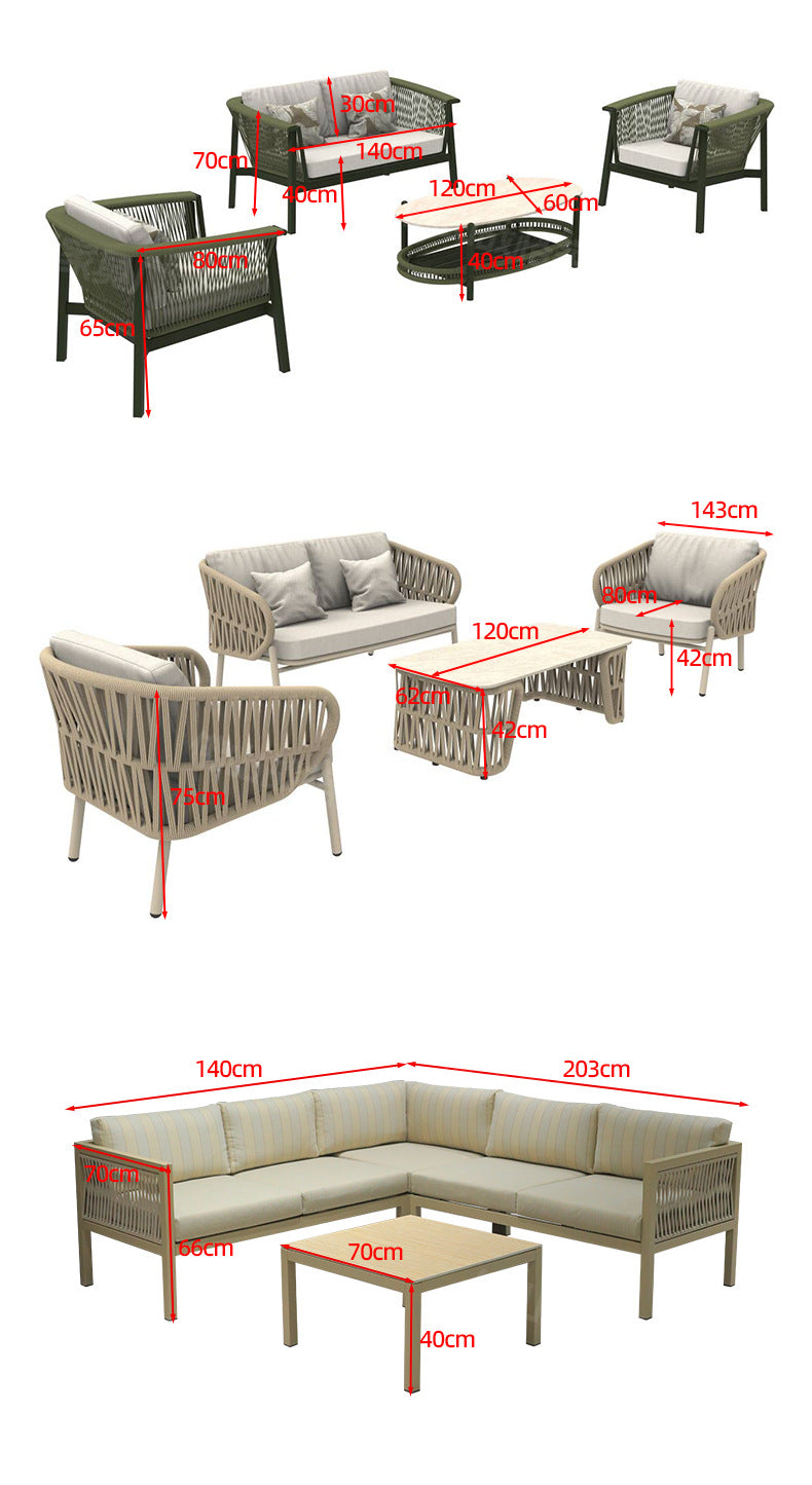 Outdoor Sofa High-End Aluminum Alloy Villa Balcony Courtyard Garden Homestay Hotel Nordic Outdoor Leisure Sofa Chair