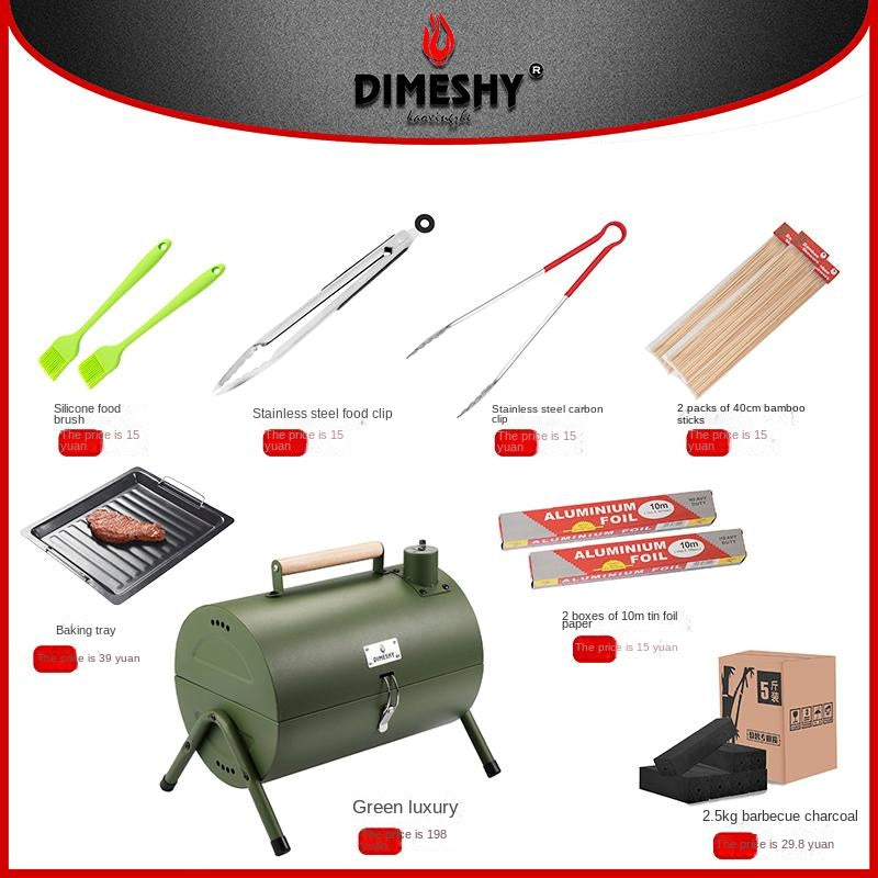 BBQ Grill DIMESHY Chacoal portable double side with accessories