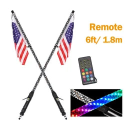 Remote Bluetooths APP Led Flag 3ft 4ft 5ft 6ft Flexible Spiral RGB Antenna Led Offroad UTV RZR Boat Led Whips Light for ATV