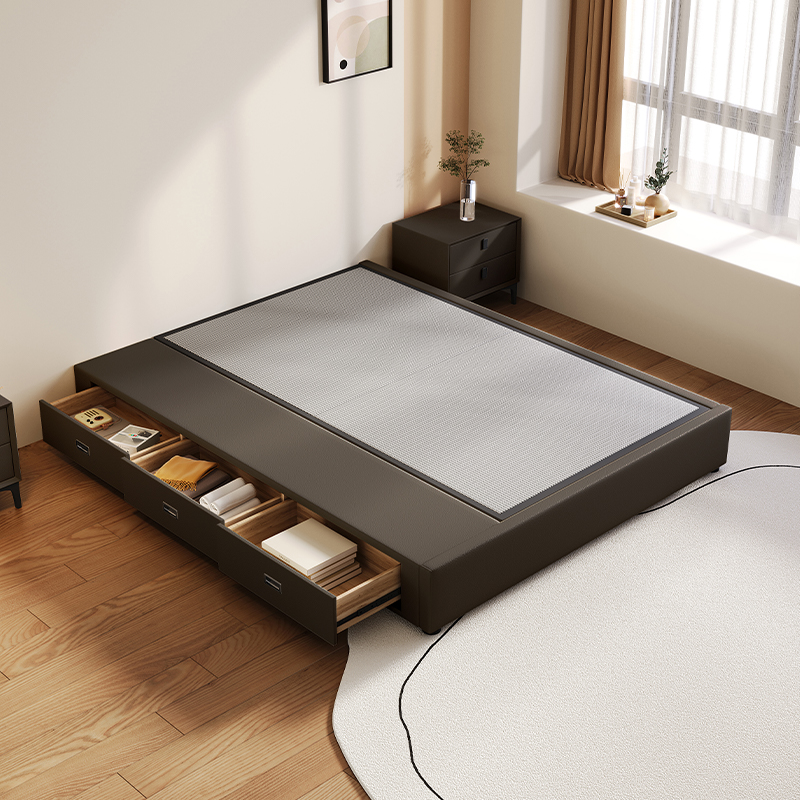 Feimashi Non-Bedside Modern Simple Home Master Bedroom Bed 1.5*2 M Double Marriage Bed Soft Bag Three-Drawer Bed