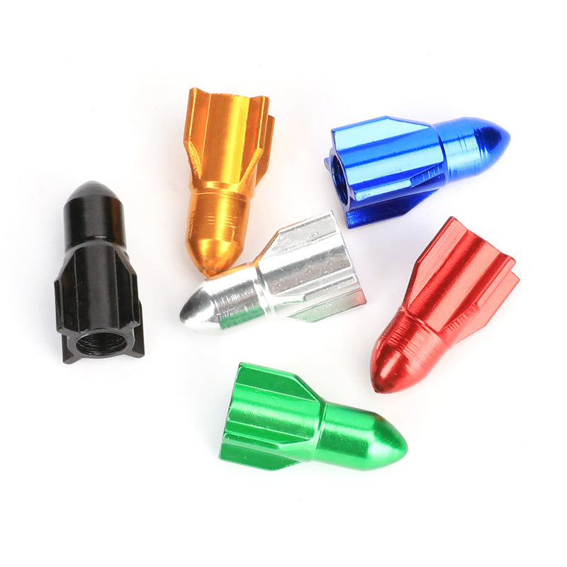 Color CNC Aluminum Alloy Rocket Shape Mountain Bike Valve Cover Air Nozzle Cap