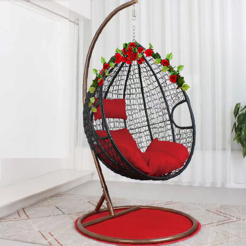 Romantic Hanging Basket Rattan Chair Glider Cradle Outdoor Adult