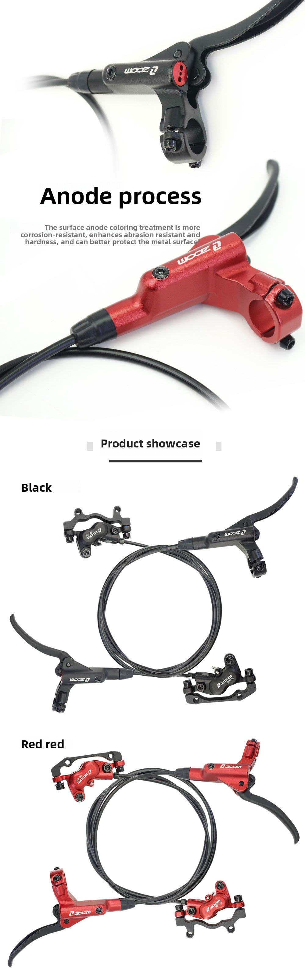 ZOOMHB876 Four-Piston Oil Brake Mountain Bike Front and Rear Oil Disc Brake Pads Disc Bilateral Brake Hydraulic Brake