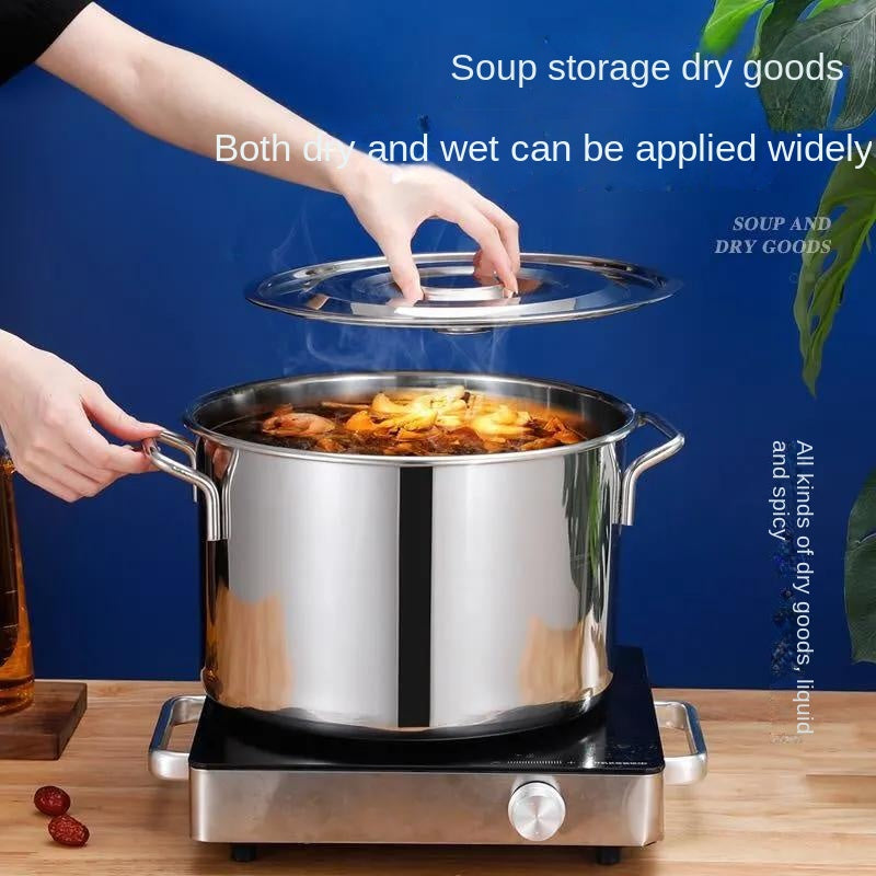 Stainless steel pot Commercial soup bucket with lid soup pot thickened bottom large capacity