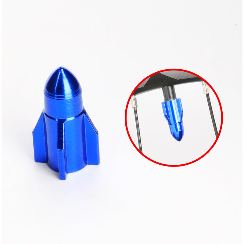 Color CNC Aluminum Alloy Rocket Shape Mountain Bike Valve Cover Air Nozzle Cap