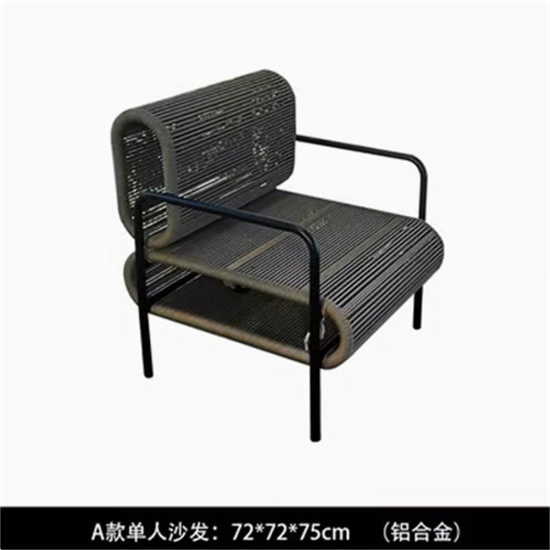 Outdoor Sofa and Coffee Table Set Waterproof Sunproof for Open Air B&B Garden Courtyard Villa Balcony Leisure Rattan Sofa