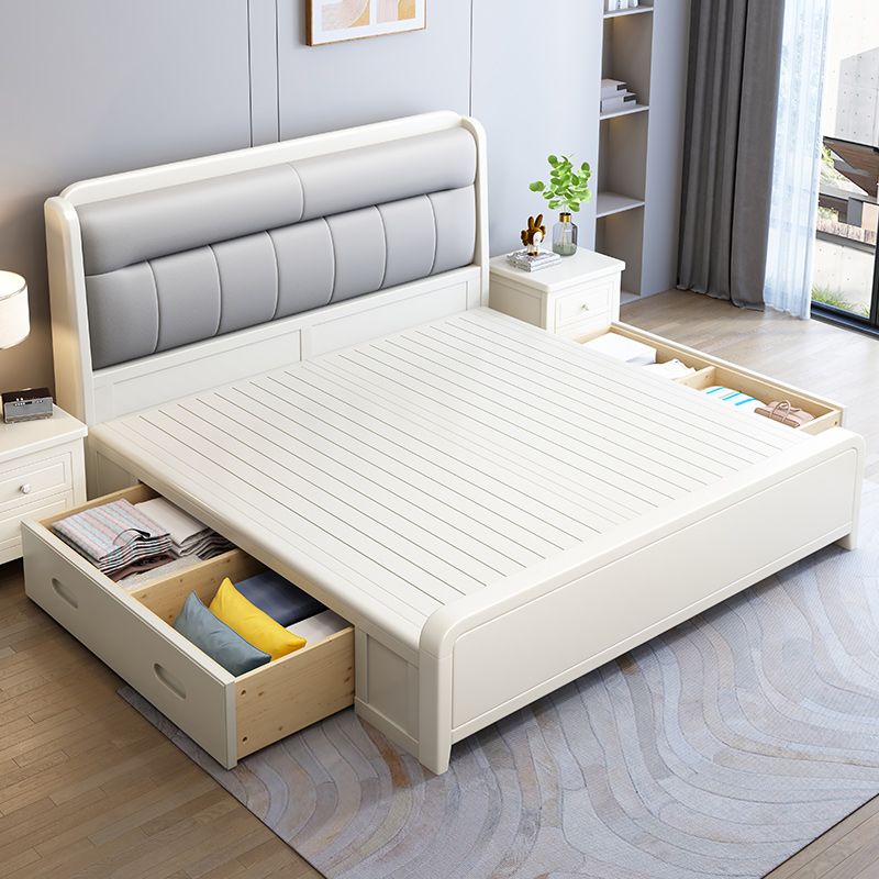 White Cream Style Solid Wood Bed Pastoral Style Modern Simple 1.5 M Small Apartment Double Bed Master Bedroom 1.8 M Big Bed