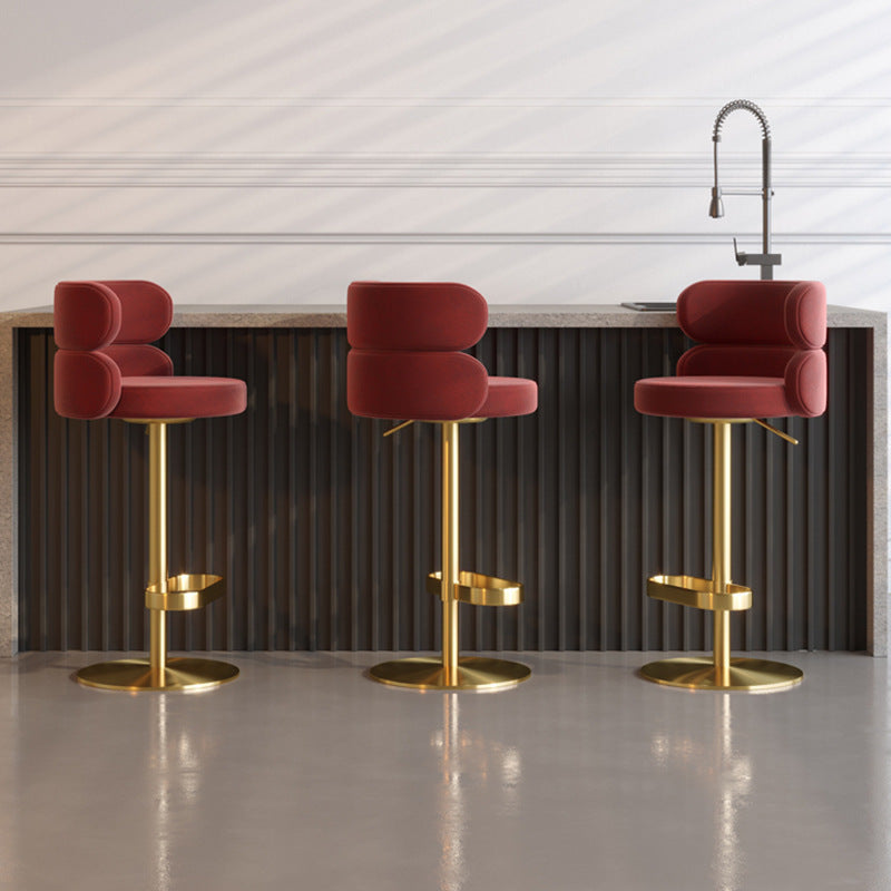 Light Luxury Metal High-End Bar Stool with Adjustable Height, Swivel Backrest, Suitable for Home and Bar Use, High-End Bar Stool Chair