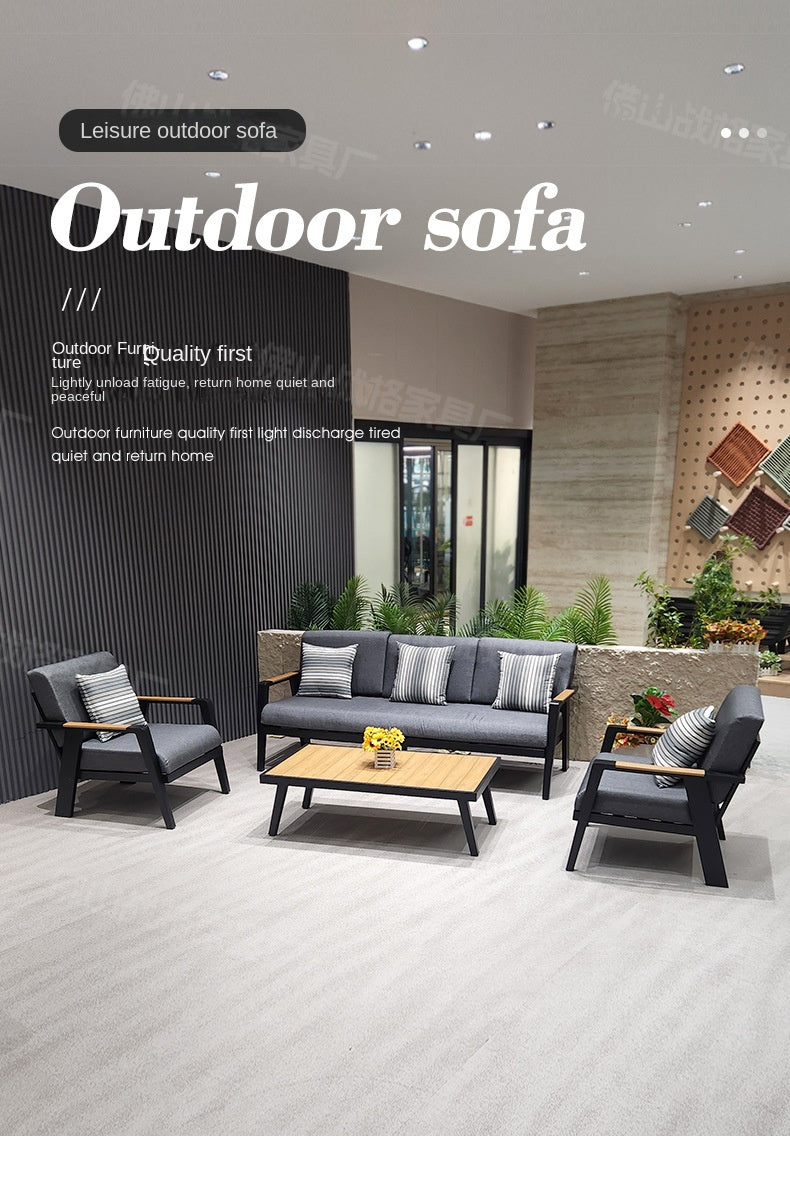 Outdoor Sofa High-End Aluminum Alloy Villa Balcony Courtyard Garden Homestay Hotel Nordic Outdoor Leisure Sofa Chair