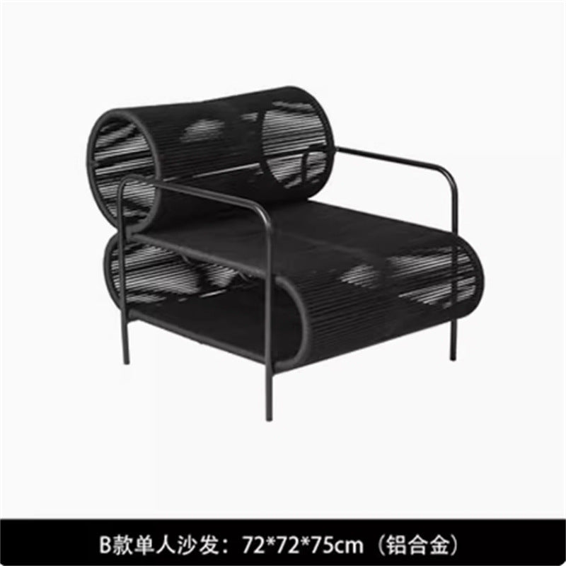 Outdoor Sofa and Coffee Table Set Waterproof Sunproof for Open Air B&B Garden Courtyard Villa Balcony Leisure Rattan Sofa