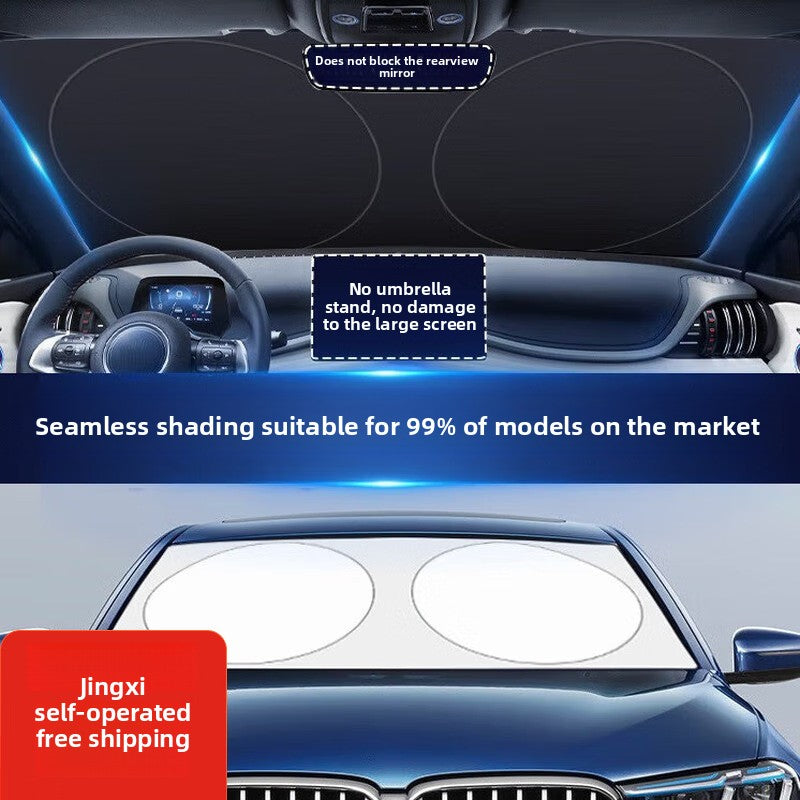 Car Silver Coating Sunshade Sun Protection Sunshade Board Mat Curtain Front Shield Thickened Heat Insulation Front Sunshade Board One Piece