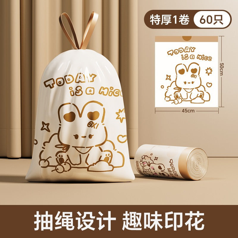 Cartoon Printed Garbage Bag Thickened Household Drawstring Good-looking Large Portable Garbage Bag Kitchen Garbage Bag