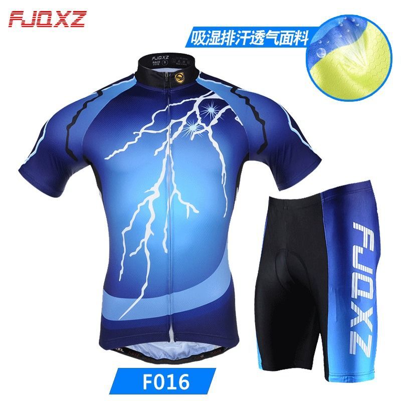 Fjqxz Summer Breathable Bicycle Short-Sleeve Cycling Clothes Suit Mountain Bike Clothing Road Bike Thin Men's Equipment