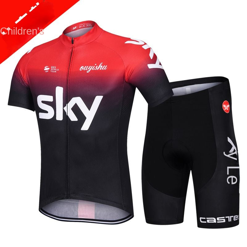 Children's Cycling Clothing Men's and Women's Short-Sleeved Suit Summer Self-Balancing Car Top Shorts Breathable Quick-Drying Parent-Child Customization