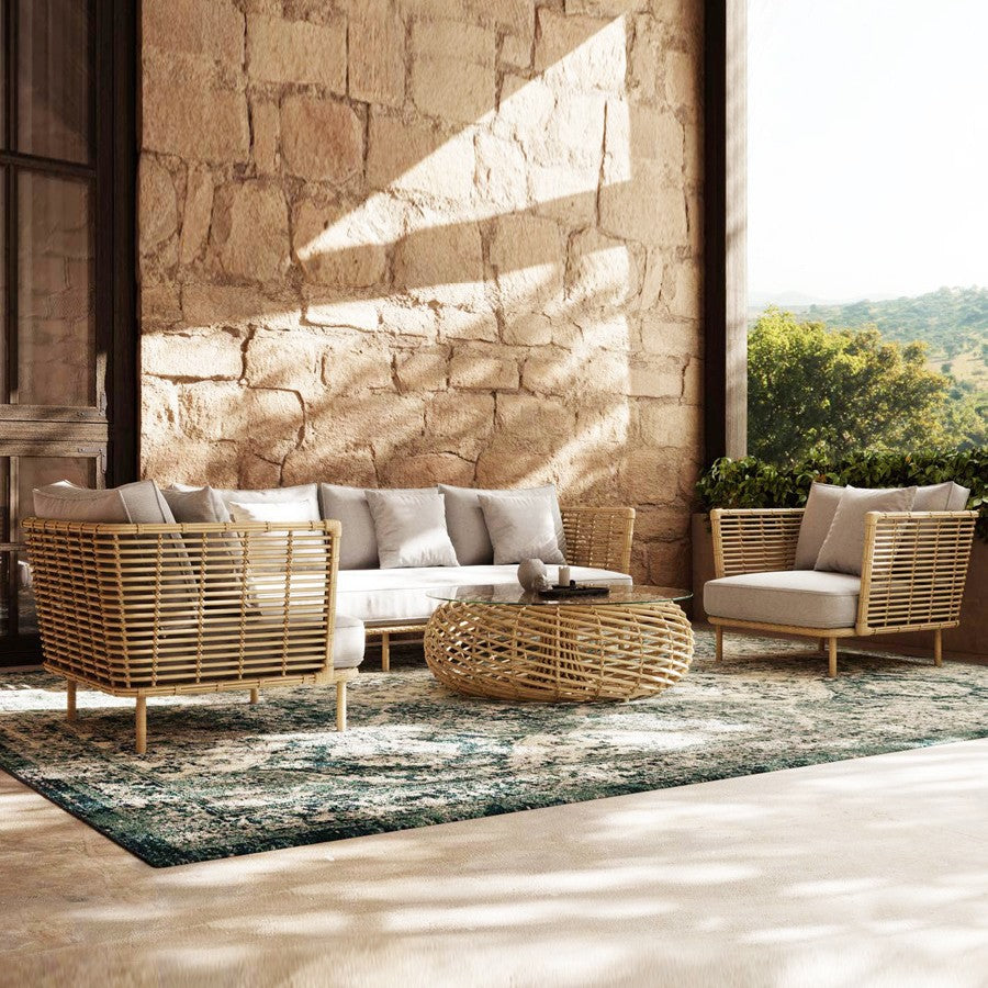 Outdoor Rattan Sofa Courtyard Leisure Outdoor Balcony Rattan Chair Sunproof Waterproof Homestay Sunroom Combination Furniture