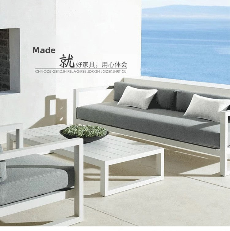 Outdoor Sofa for Courtyard Garden, Simple Modern Waterproof and Sunproof Aluminum Alloy Balcony Sofa, Outdoor Terrace Sofa