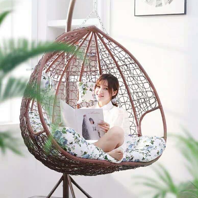 Romantic Hanging Basket Rattan Chair Glider Cradle Outdoor Adult