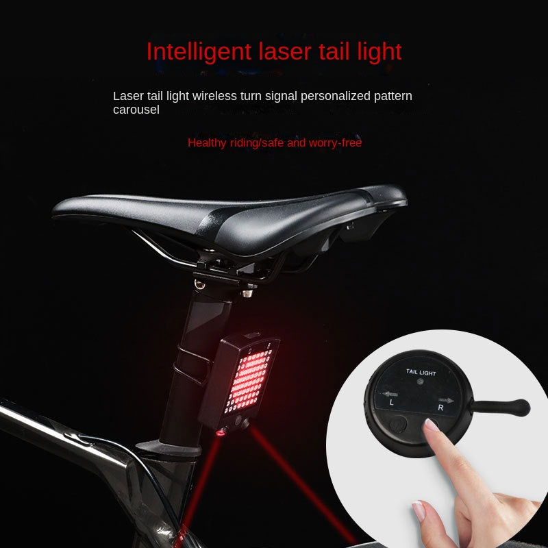 Bicycle Wireless Remote Control Turn Signal Laser Taillight Rechargeable Bicycle Warning Light Stop Lamp Cycling Fixture
