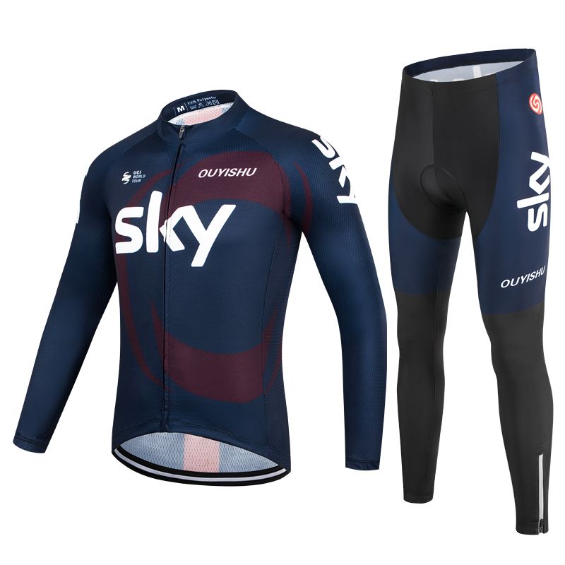 New Sky Cycling Clothing Men's Spring and Summer Thin Long-Sleeved Bicycle Shirt Breathable Slim Road Clothing Sun Protection