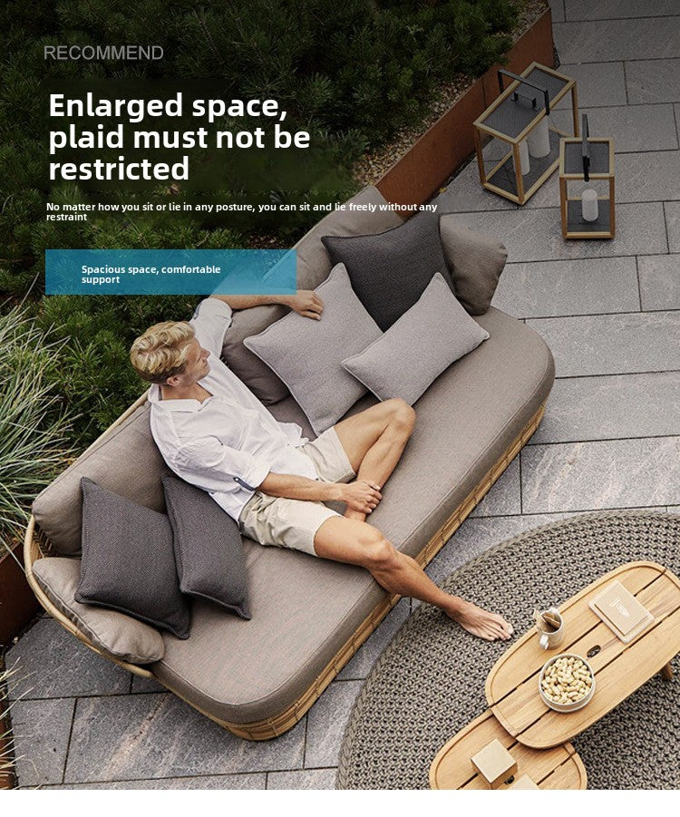 Outdoor Sofa Set for Courtyard, Hotel Terrace, Villa, Homestay, Leisure Rattan Chair, Waterproof and Sunproof Rattan Furniture