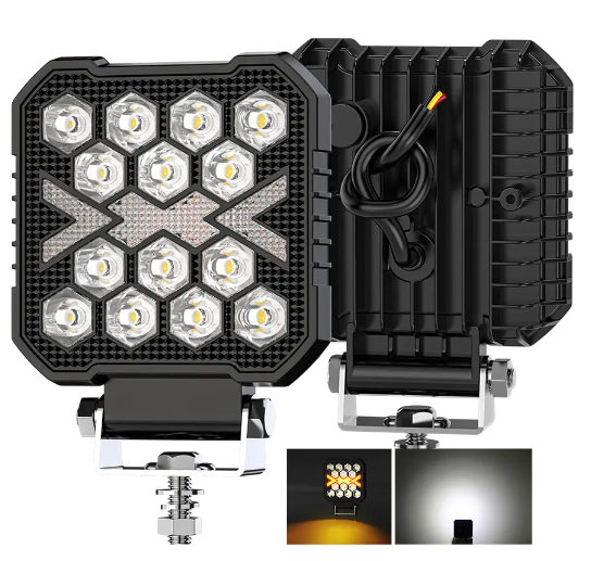 Newest Design 14 LED Work Light Square With Amber DRL Led Work Lamp Truck 24V 12V For Excavator Tractor