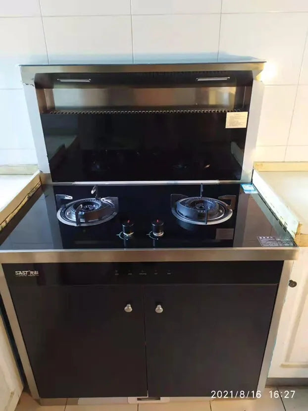 SAST  T08 900mm storage cabinet integrated gas stove range hood