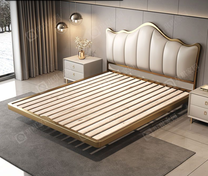 Suspended modern minimalist 304 Stainless Steel frame leather bed XMSY06