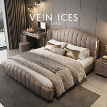Load image into Gallery viewer, Suspended modern minimalist 304 Stainless Steel frame Vein Ices leather bed XMSY10
