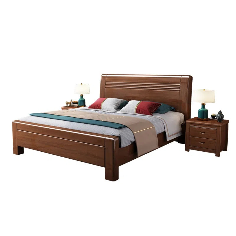Gold silk walnut solid wood bed modern 1.5/1.8 m barometric storage bed master double bed marriage bed