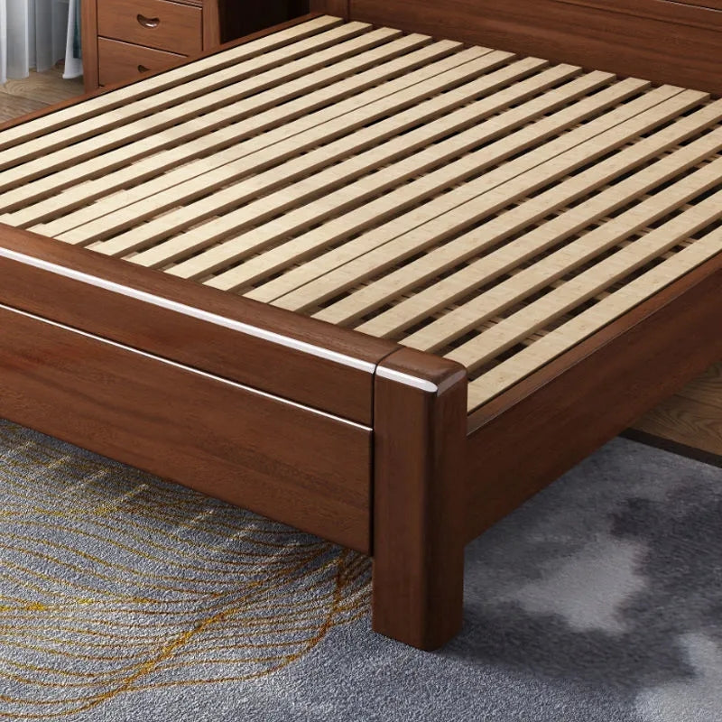 Gold silk walnut solid wood bed modern 1.5/1.8 m barometric storage bed master double bed marriage bed