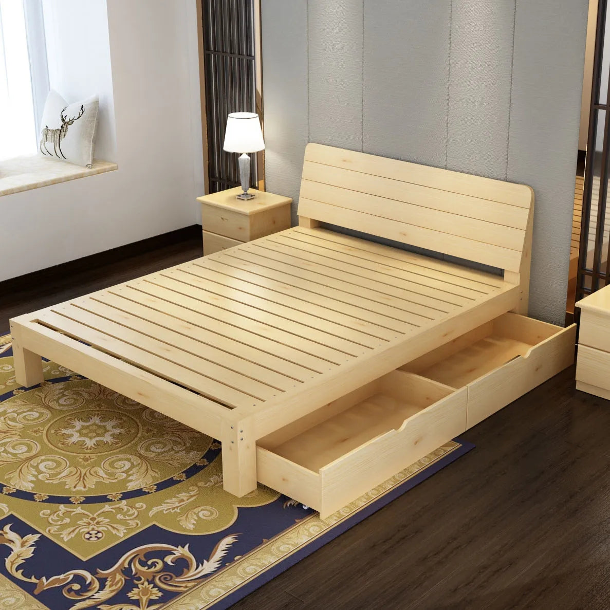 solid wood bed JS01